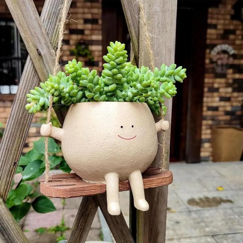 Smiley Character Hanging Planter